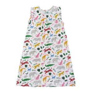 Mini Boden Safari Animal Nightgown Kids 6-7Y White Multi Excellent Sleeveless